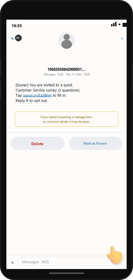 Animated SMS customer service survey demo