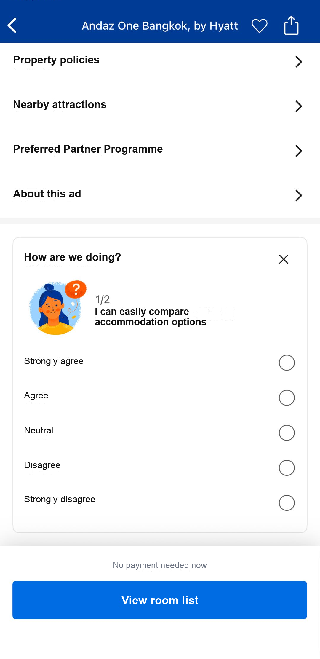 Competitor C in-stay UPS screenshot in English